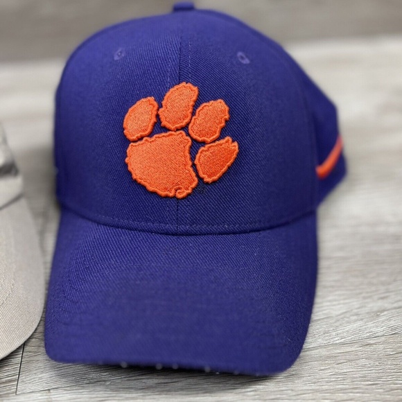 TWO Clemson Univ Tigers Baseball Caps Hat Purple Orange Paw NIKE Swoosh Russel - Picture 2 of 12